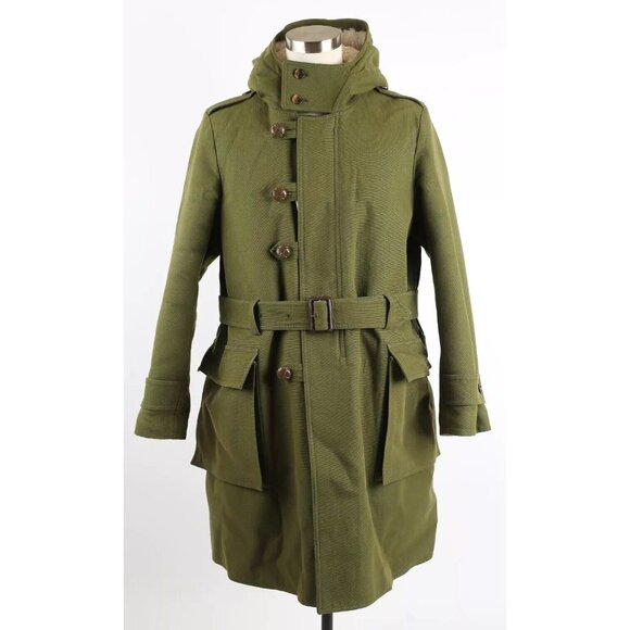 $7,450 Shearling Fur Lined Belted Trench Coat SZ 52/42 Large Green,All Products : American Fashion Style Bags On Sale